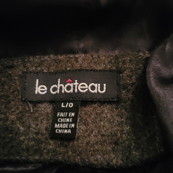 Le Chateau Grey Checkered Wool Blend Blazer Coat L - Picture 7 of 7